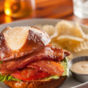 Honey candied bacon lettuce sandwich