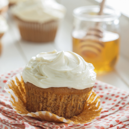 Pumpkin muffins with cream cheese frosting